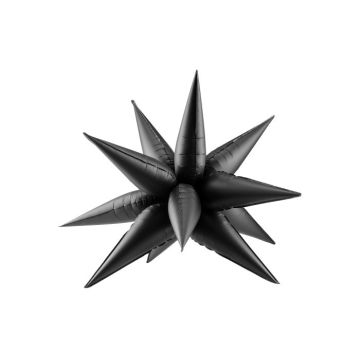 Svart 3D stjärn folieballong - 95 cm