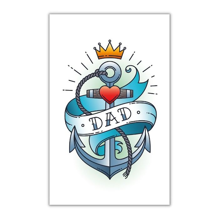 Falsk far tatuering med skeppsankare 10.5x20cm 