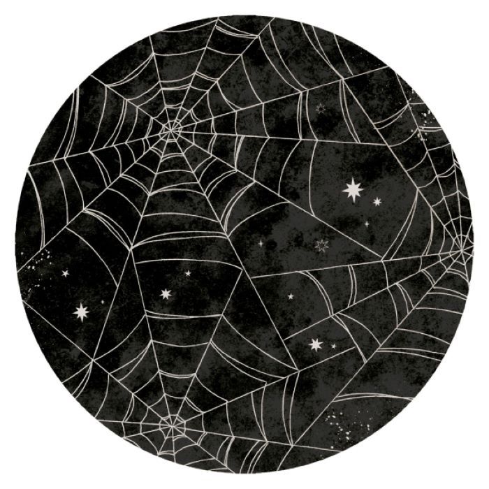 Svarta halloween pappersfat med spindelnät 8x - Ø 23 cm