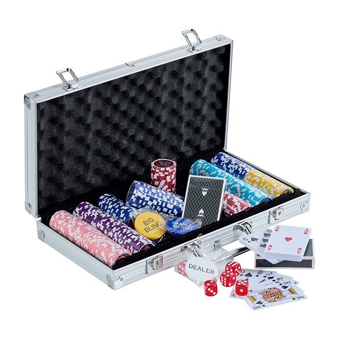 Pokerset 300 chips 11,5g. aluminiumväska high stakes PartyVikings 