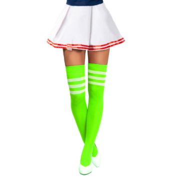 Cheerleader knästrumpor neon grön och vit - onesize