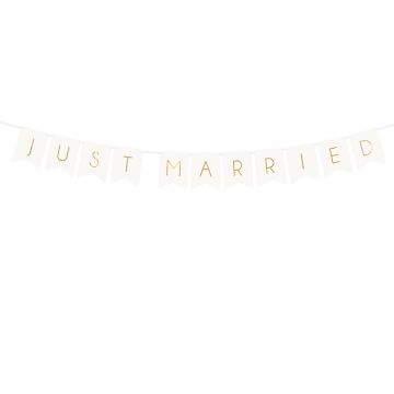 "Just Married" girland vit och guld - 155 cm