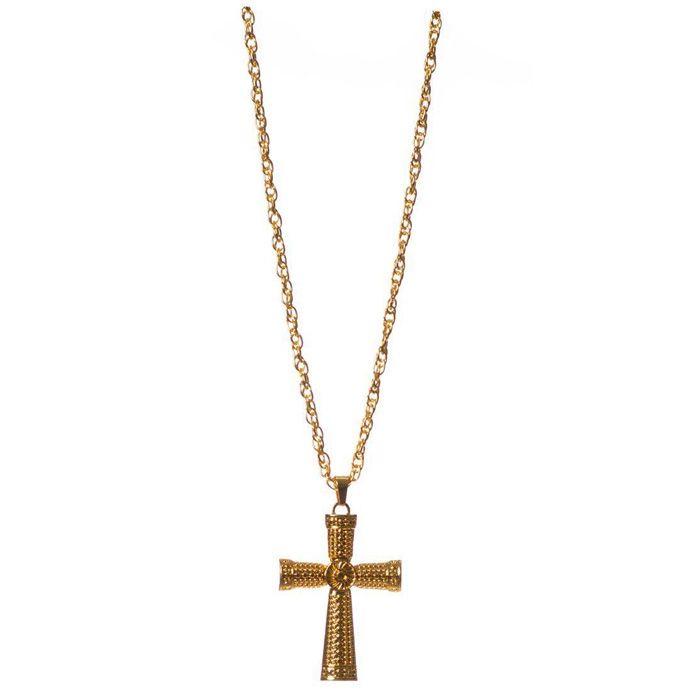 Detaljrikt guld korshalsband