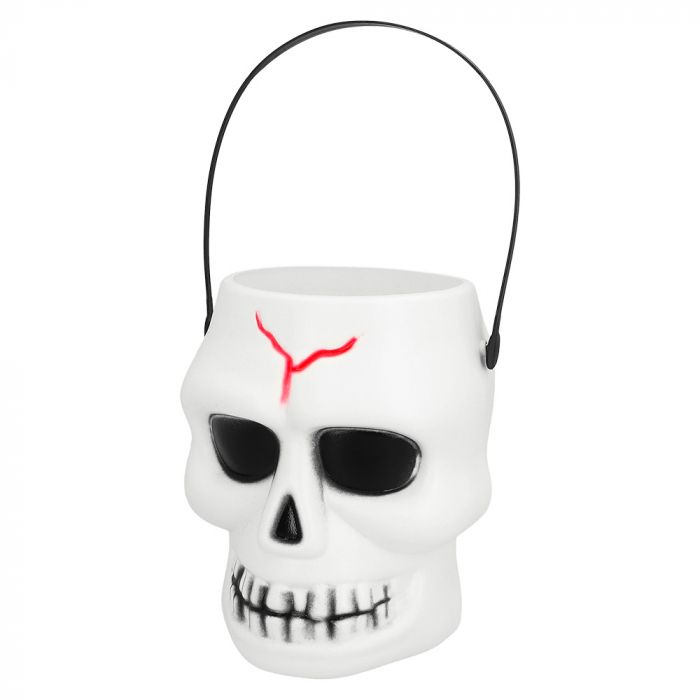Halloween skallehink vit - 16x13 cm