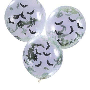 Halloween konfettiballonger med fladdermuskonfetti 5x