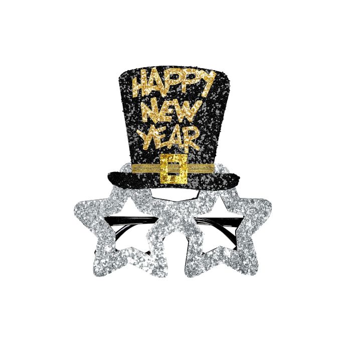 Nyårsglas silver happy new year