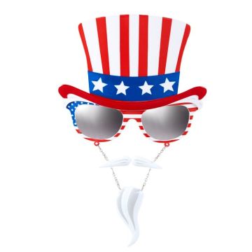 USA-glasögon med cylinderhatt och skägg