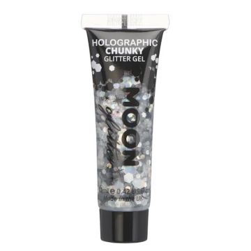 Holografisk Chunky Glitter Gel Silver 12 ml Moon Creations