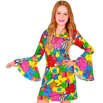 Flerfärgad hippie-klänning till tjejer