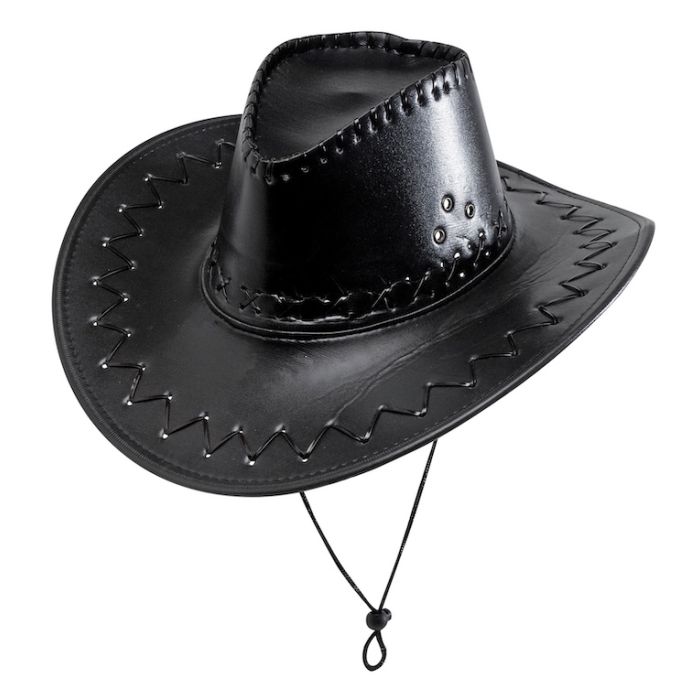 Svart cowboyhatt med läderlook