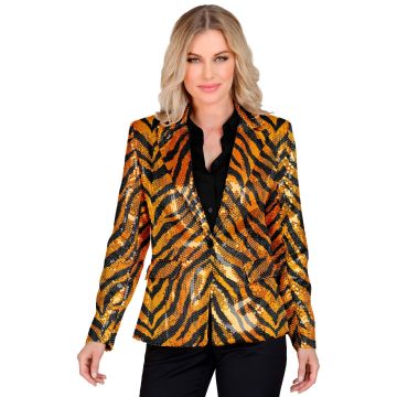 Paljettjacka med tigerprint i orange