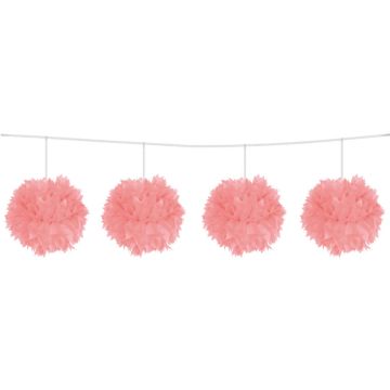 Rosa pompom girland - 3 m