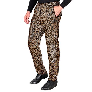 Leopard-paljettbyxor för herr i guld
