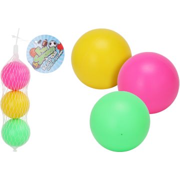 3 mini strandbollar i rosa, grön och gul