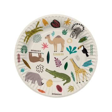 Paptallrikar med zoo motiv 8x - 23 cm