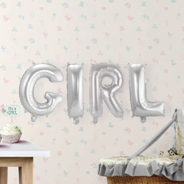 GIRL silverfoliebalon - 36 cm