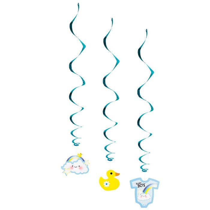 Blå swirls med baby motiv 3x - 60 cm