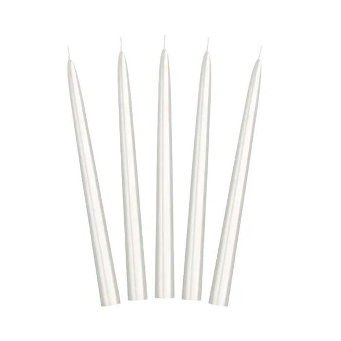Metallic pärlvit kronljus 10x - 24 cm