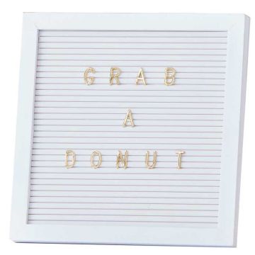 Bokstavstavla i Vitt & Guld - 25 x 25 cm