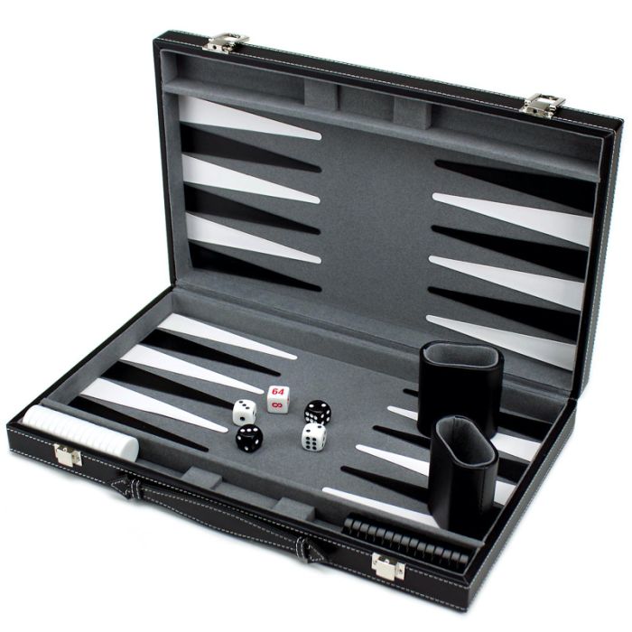 Backgammon deluxe - inkl. pjäser, tärningar & tärningsbehållare