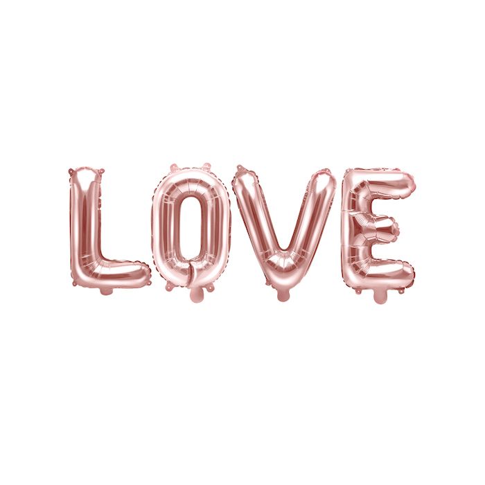 Folieballong love rosa guld - 35x140 cm
