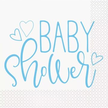 Servetter i blått till babyshower pojke 16x