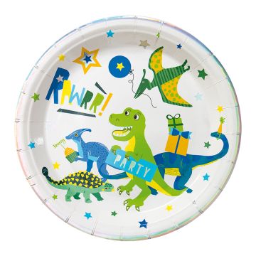 Tallrikar med dinosauriemotiv 8x - Ø23 cm