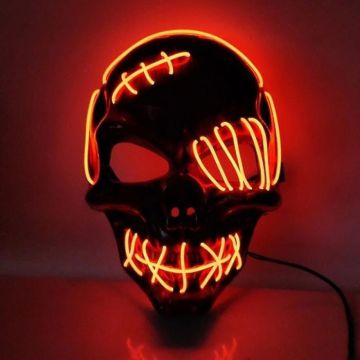 Skrämmande halloween LED-mask - Röd skalle med sår