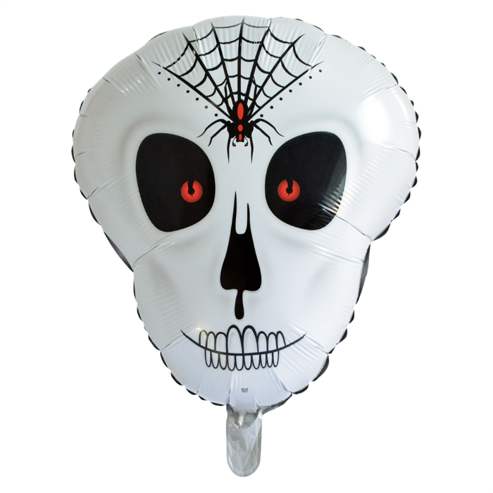Vit skallefolieballong med spindel - 62x50 cm