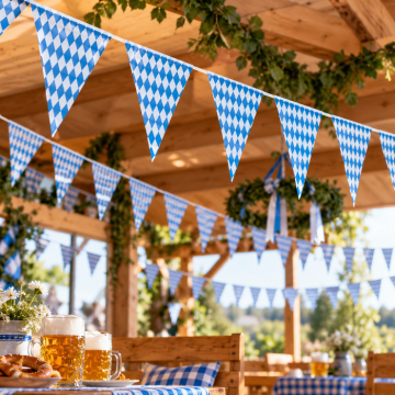 Oktoberfest girland m. flagga - 10 meter