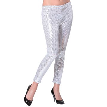 Silverfärgade paljetleggings för disko och nyår