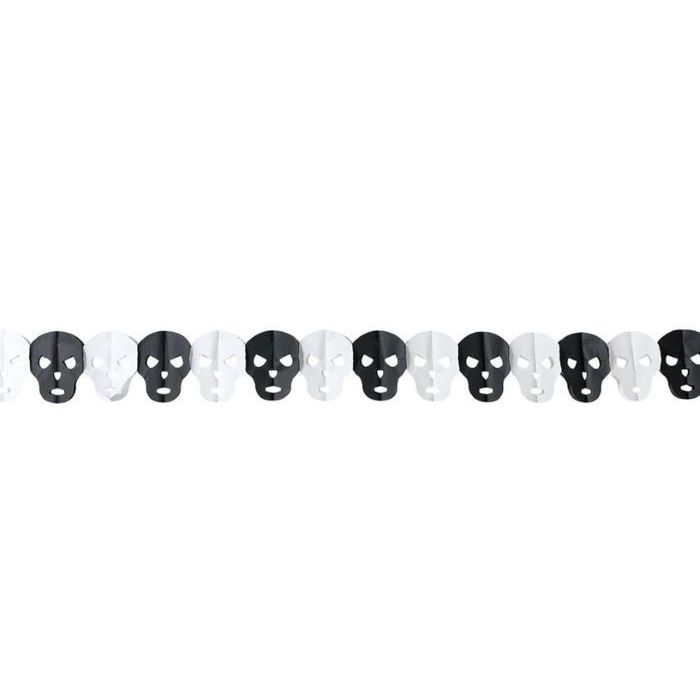 Svart och vit halloween skalle girlang