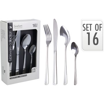 16-delat bestickset i rostfritt stål med graverat handtag