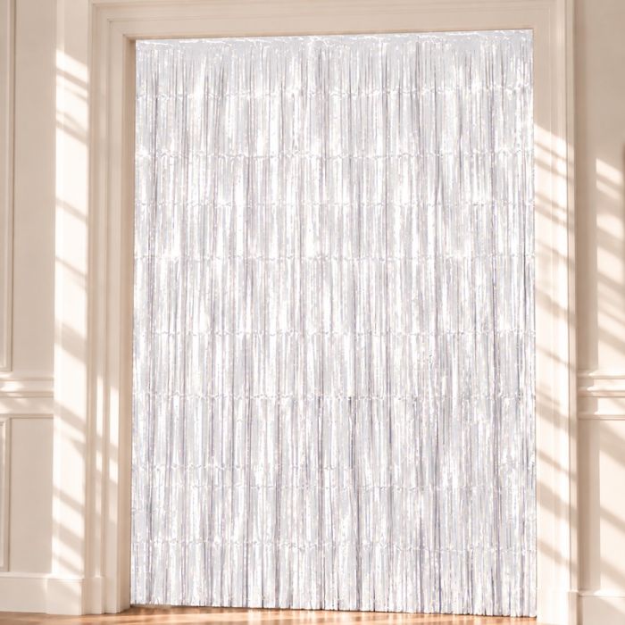 Vit Glittrande Gardin - 100 x 240 cm