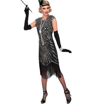 Flapper Gatsby-klänning för damer, silver