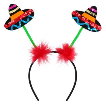 Mexikanskt hårband med sombreros - one size