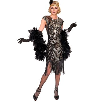 Flapper Gatsby-klänning för damer, guld