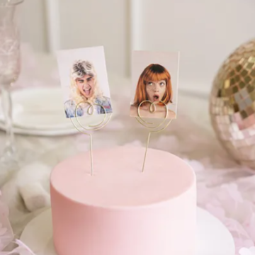 Guld hjärta kagetoppare för foton 2x - 12x4 cm