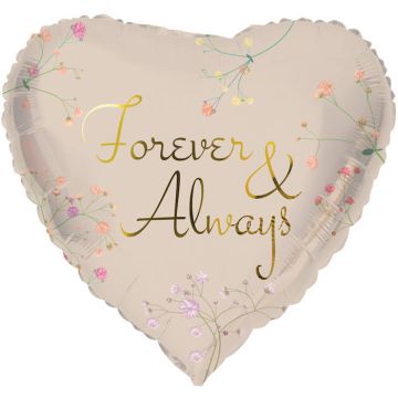 "Forever & Always" Hjärtaformad Folieballong - 45 cm
