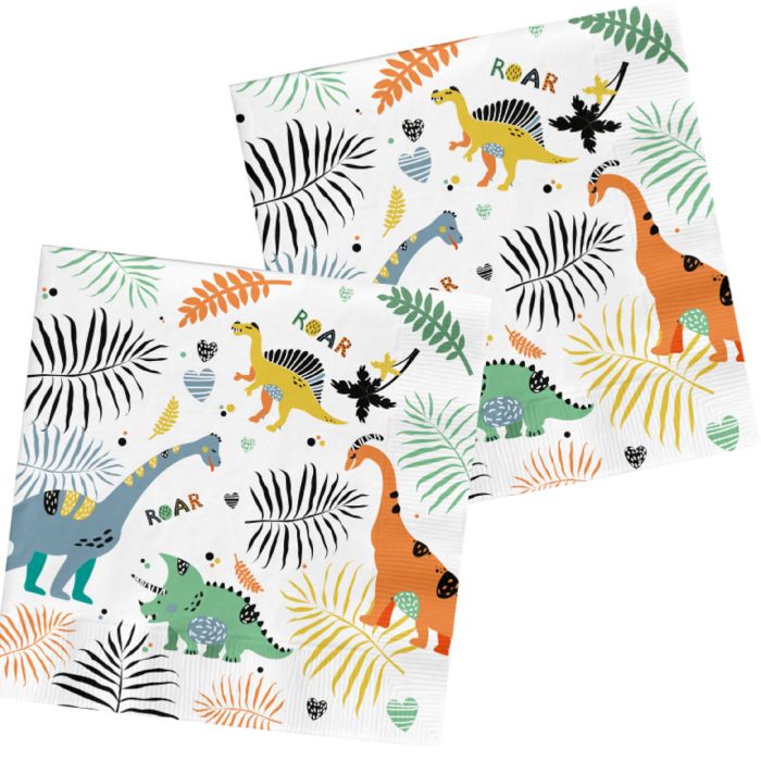 Servetter med dinosaur motiv 20x - 33x33 cm