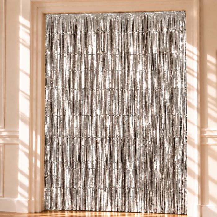 Silver Glittergardin - 100 x 200 cm