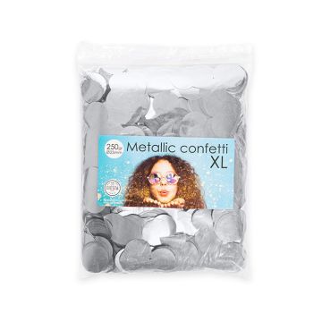 Runt Metalliskt Silver Konfetti - 250 gram