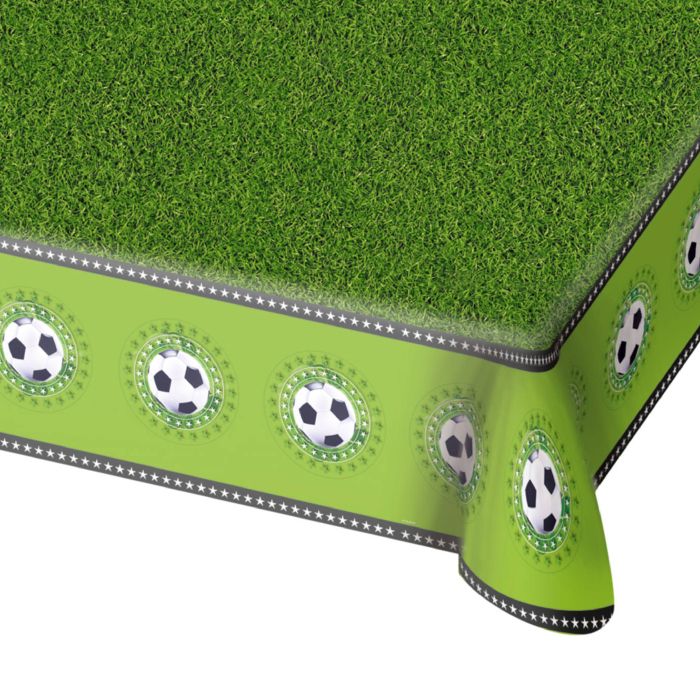 Grön duk med fotbolls motiv 130x180 cm