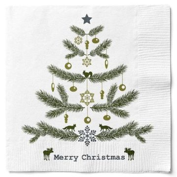 Servetter med julgran Merry Christmas 20x Det Gamla Apoteket
