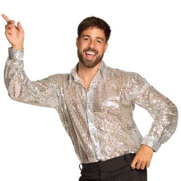 Paliet disco skjorta i silver
