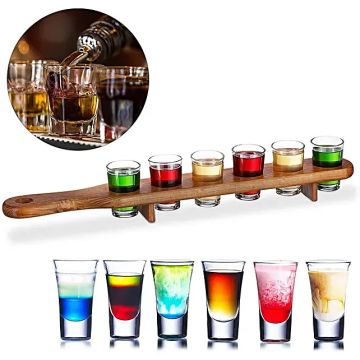 Shotholder i trä inkl 6x shotglas