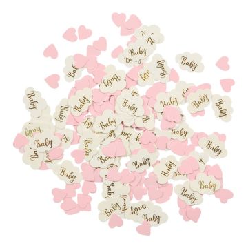 Konfetti baby flicka rosa hjärtan 20 g