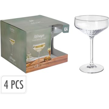 Ripsade cocktailglas i skålfacet, 4 stk., 29 cl