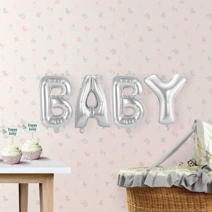 Baby silver folieballong - 36 cm