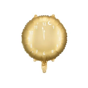 Guld färgad rund klockfolieballong - 45 cm